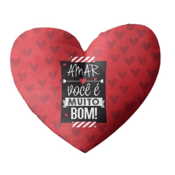 Kit Almofada Coração e Caneca "Amar Você é Muito Bom"