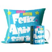 Kit Almofada e Caneca Tenha um Feliz Aniversário