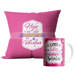 Imagem de Kit Almofada e Caneca Hoje é Dia de Assoprar a Velinha