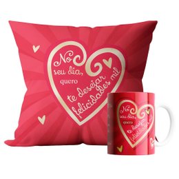 Imagem de Kit Presente Almofada e Caneca Felicidades Mil