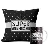 Kit Presente Almofada e Caneca Super Aniversário