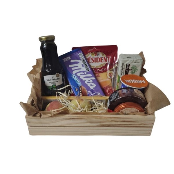 Bela Cesta em Caixa de Madeira