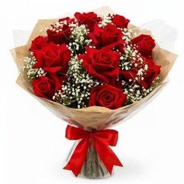Imagem de Buquê Vanilla com 12 Rosas Vermelhas