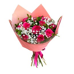 Imagem de Buquê de 12 Rosas Nacionais Pink 