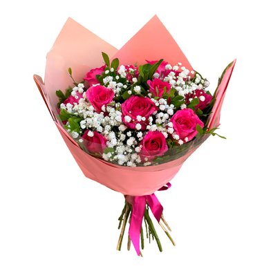Buquê de 12 Rosas Nacionais Pink