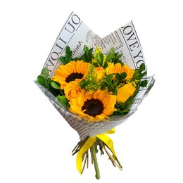 Imagem de Buquê Baby de Rosas Amarelas com Girassóis