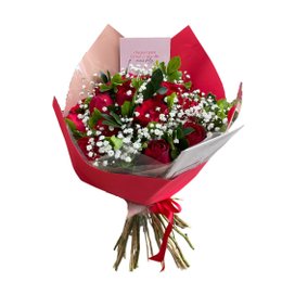 Imagem de Buquê de 12 Rosas Nacionais Vermelhas