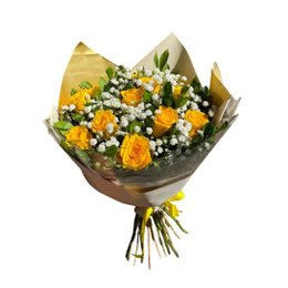 Imagem de Buquê de 12 Rosas Nacionais Amarelas