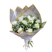 Buquê de 12 Rosas Nacionais Brancas