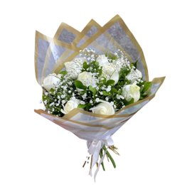 Imagem de Buquê de 12 Rosas Nacionais Brancas