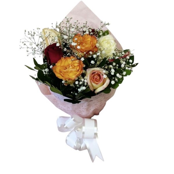 Buquê com 6 Rosas Coloridas