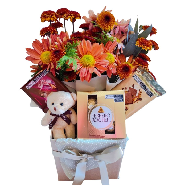 Caixa de Presente Flores e Chocolates