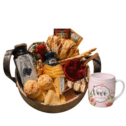 Cesta de Café da Manhã para Vovó e Caneca Porcelana