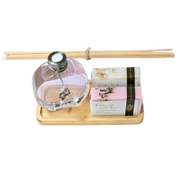 Kit Bandeja com Difusor Lavanda e Sabonete Artesanal
