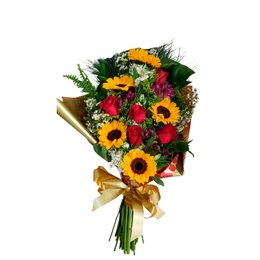 Imagem de Ramalhete de Rosas e Girassóis