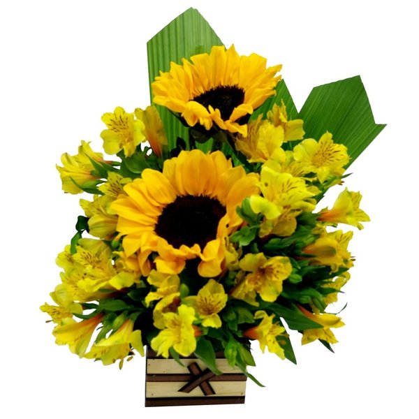 Arranjo Duplo de Girassol no Cachepot