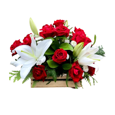 Cesta de Rosas e Lírios