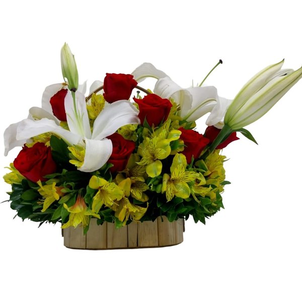 Cesta de Rosas e Lírios