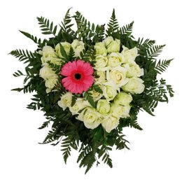 Imagem de Arranjo de Coração: Rosas e Gérbera