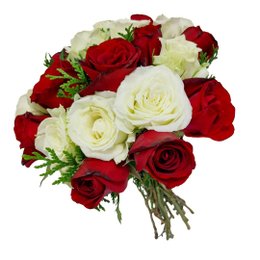 Imagem de Buquê Rosas Vermelhas e Brancas Alma Gêmea