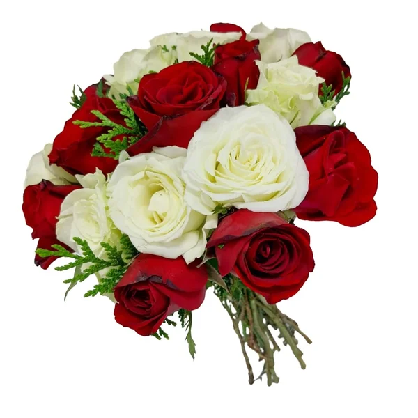 Buquê Rosas Vermelhas e Brancas Alma Gêmea