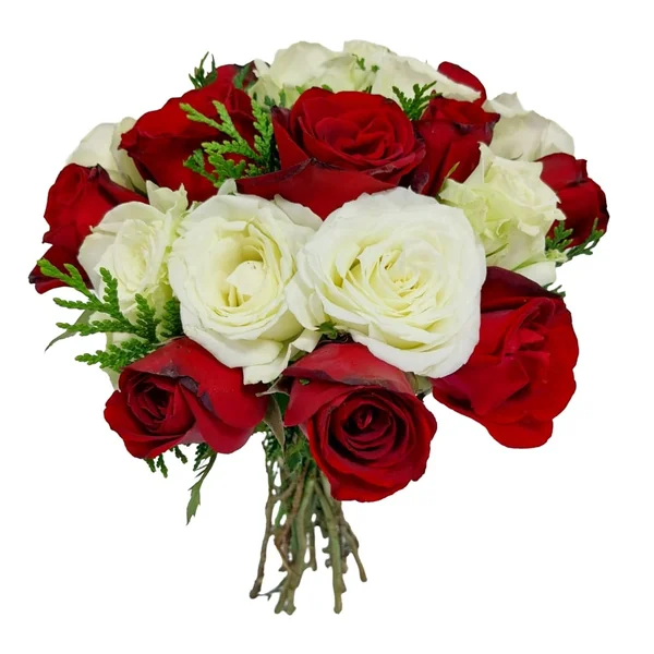 Buquê Rosas Vermelhas e Brancas Alma Gêmea