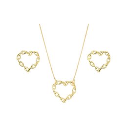 Imagem de Conjunto Colar e Brinco  Coração Corrente Semijoia