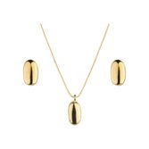 Conjunto de Colar e Brinco Oval Semijoia