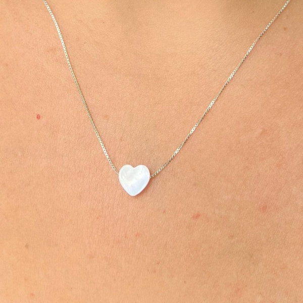 Colar Coração Madre Pérola Prata 925