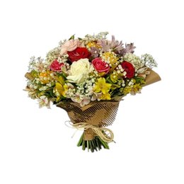 Imagem de Buquê Misto com Rosas e Flores Campestres