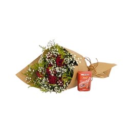 Imagem de Buquê de Rosas Vermelhas e Chocolate Lindt