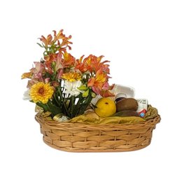 Imagem de Cesta Café da Manhã Com Flores Delicadas