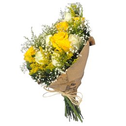 Imagem de Buquê de Rosas Amarelas e Brancas Paz e Alegria