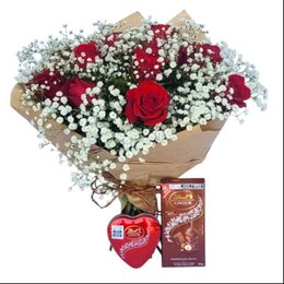 Imagem de Buquê de Rosas Vermelhas e Chocolates Importados
