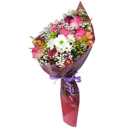 Imagem de Buquê de Flores do Campo Margarida e Rosas Cor de Rosa