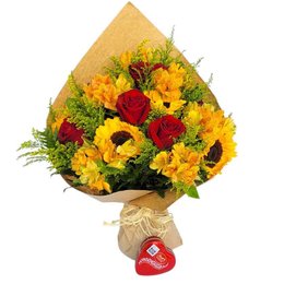 Imagem de Buquê de Girassol e Rosas Vermelhas Brasília 