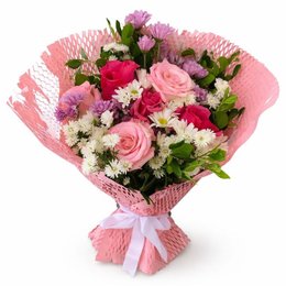 Imagem de  Buquê de Rosas em Tons de Rosa e Flores do Campo