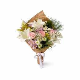 Imagem de Buquê Delicado e Elegante Lírios Branco e Rosas