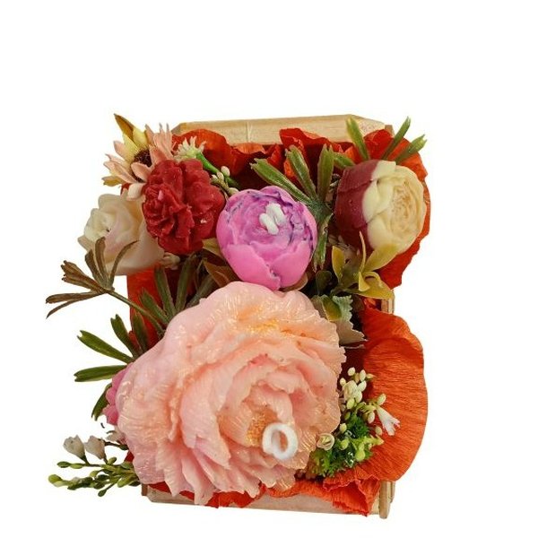 Arranjo Aromático Flores Vela e Cera Pequeno