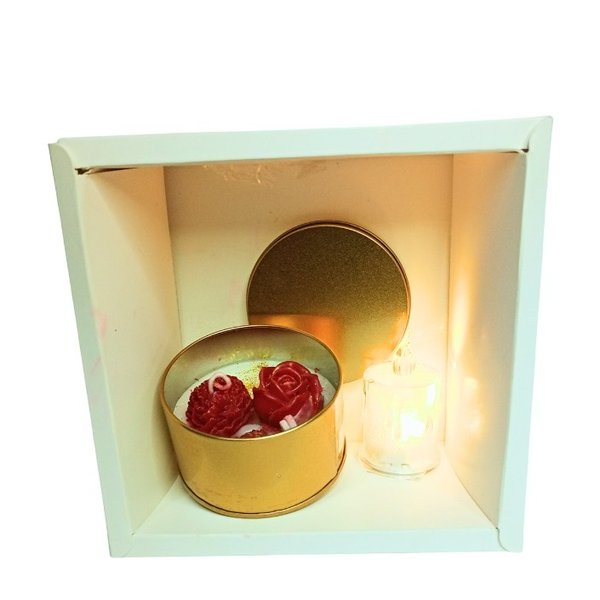 Caixa Vela Aromática Dourada Com Vela Amarela