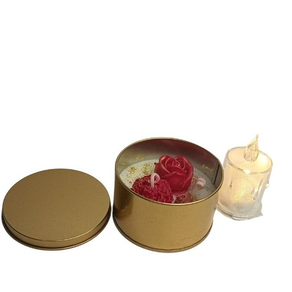 Caixa Vela Aromática Dourada Com Vela Amarela