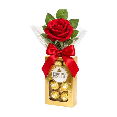 Kit Ferrero Rocher Rosa Vermelha Artificial