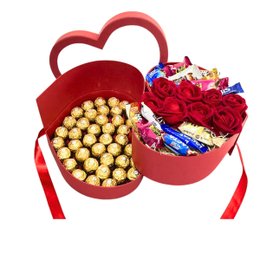 Imagem de Caixa Coração Ferrero Rocher Rosas Vermelhas Favoritos
