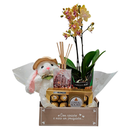 Imagem de Cesta Especial De Amor Com Chocolate E Orquídea