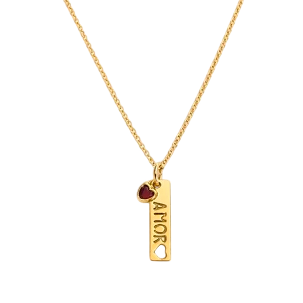 Colar Amor com Pingente Coração Banhado A Ouro 18k