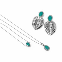 Imagem de Conjunto Turquesa Ródio Branco Colar Brinco e Pulseira