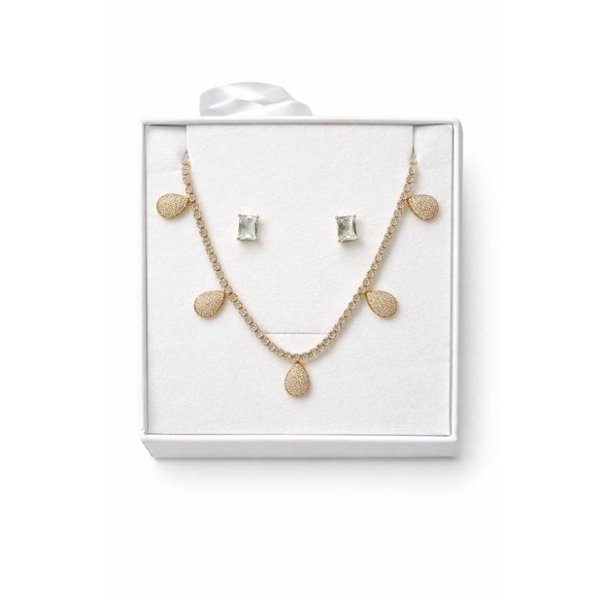 Conjunto Colar e Brinco Gotas Banhado a Ouro 18K