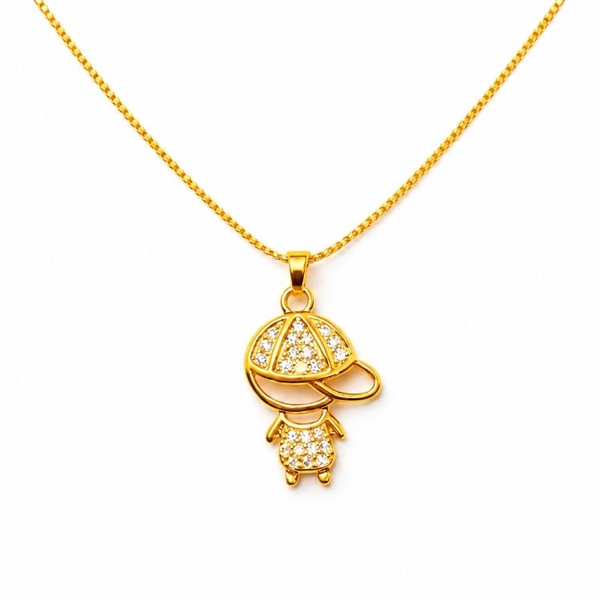 Colar Menino Cravejada - Banho em Ouro 18k