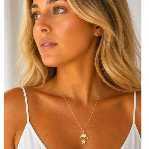 Colar Menino Cravejada - Banho em Ouro 18k