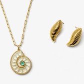 Conjunto Colar e Brinco Caracol Banho em Ouro 18k